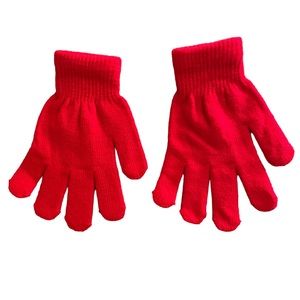 Girls Winter Gloves Red Knit